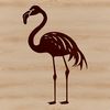 A vector illustration of a flamingo standing on one leg in a natural environment.
