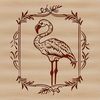Stylized Flamingo Silhouette A stylized illustration of a flamingo standing on one leg in a savannah environment.