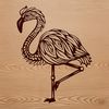 Stylized Flamingo Silhouette in a Savannah Setting A stylized illustration of a flamingo standing on one leg in a savannah setting.
