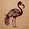 A single flamingo bird standing on one leg, with its long neck stretched forward.