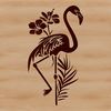 A single flamingo standing on one leg, surrounded by ornate floral patterns, ideal for use in digital projects.