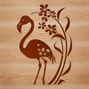A stylized illustration of a flamingo in a floral setting, suitable for vector graphics and design.