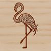 A stylized illustration of a flamingo bird in vibrant colors with ornate details.