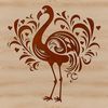Ornate Bird Illustration in Vector Format A colorful flamingo with ornate plumage stands tall, depicted in detailed vector art.