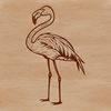 A vector graphic design featuring a single flamingo in its natural habitat.
