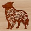 Australian Shepherd Vector Clip Art Vector illustration of a standing Australian Shepherd dog in a natural setting.