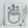 Wildflower Inspired Pouch Pattern A floral patterned pocket design with a stylized wild flower motif.