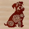 An illustration of a seated Miniature Schnauzer breed dog.