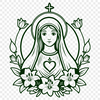 An intricately designed floral illustration of the Immaculate Heart, suitable for vector art projects.
