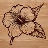 A digital rendering of a single hibiscus plant with large, showy flowers.