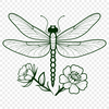 Perched Dragonfly on Floral Background An illustration of a dragonfly perched on a floral background.