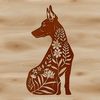 Doberman Pinscher Illustration in Floral Patterns A Doberman Pinscher breed dog illustration in ornate floral patterns.