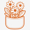 A colorful illustration of a wild flower in a pocket, suitable for vector art and digital cutting.