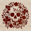 A detailed illustration of a skeletal skull with intricate details.