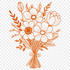 An illustration of a bouquet with various types of flowers.