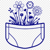 Floral Patterned Pocket Vector Graphics A vector graphic of a floral patterned pocket with intricate details suitable for digital designs and cut-out projects.