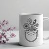 Beautiful Flower-Shaped Pouch Clip Art A detailed vector design of a flower-shaped pocket, suitable for various crafting and DIY projects.