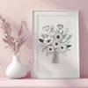 Elegance in Bloom A stylized illustration of a mixed flower arrangement in a elegant floral design.