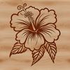 Floral Icon Design An ornamental representation of a hibiscus plant featuring a single blooming flower with intricate details.