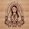 Beautiful Virgin Mary Iconography A traditional depiction of the Virgin Mary with ornate floral patterns and symbolism.
