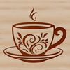 A simple, floral patterned coffee cup design, ideal for DIY projects and digital crafting.