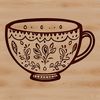 Stylish Mug Illustration A stylized graphic illustration of a cup with a floral design.