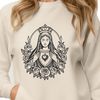 A stylized floral design featuring the Immaculate Heart, suitable for vector art projects.