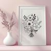 Decorative Flower Composition A floral bouquet composed of various flowers arranged together in a decorative shape.