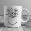 Wildflower Wonders in a Pocket A stylized illustration of a wild flower in a decorative pocket design.