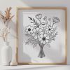 Free SVG Clip Art Bouquet A floral arrangement of assorted flowers in a decorative vase.