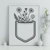 Free Floral Clip Art Pocket A delicate floral design of a pocket with intricate details and textures.