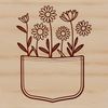 A stylized floral pocket design featuring a cluster of wild flowers, ideal for vector art projects.