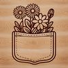 A stylized illustration of a flower pocket design suitable for cutting machines and digital crafting.