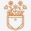 A detailed, vector floral design featuring a stylized flower pocket.