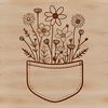 A stylized illustration of a flower-shaped pocket for crafting and design.