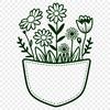 Free Flower Pattern Pocket Clip Art A digital illustration of a delicate flower design in a pocket shape, ideal for crafting and DIY projects.