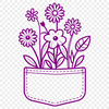 A stylized illustration of a floral pocket with intricate details.