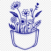 A detailed illustration of a floral pocket with intricate details.