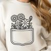 Vector illustration of a floral pocket design featuring a wildflower pattern.