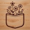 Decorative Floral Pocket SVG Clip Art A vector illustration of a decorative flower pocket with intricate details, suitable for various design applications.