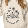 Beautiful SVG Pouch Template Free Download A digital clip art design featuring a wildflower-inspired pocket with delicate petals.