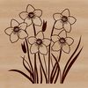 Close-up illustration of a daffodil plant with yellow blooms and green foliage, suitable for use in various graphic designs.