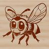 A detailed illustration of a flying bee in mid-air.