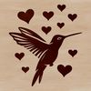 Hummingbird Love Icon An SVG graphic featuring a wild hummingbird with intricate details and love hearts integrated into its design.