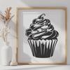 Vector Cake Illustration A graphic representation of a traditional dessert cupcake for digital use.
