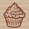 Colorful Baked Goods Icon A digital illustration of a single serving cupcake with frosting and sprinkles.