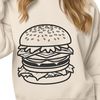 Delicious Burger Graphics SVG A stylized illustration of a hamburger with cheese, lettuce, tomato, and bun.