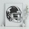 Sporty Football Helmet Illustration American football player wearing a helmet and shoulder pads on the field during a game.
