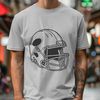 A detailed illustration of a football helmet with the laces in place, ready to be played.