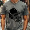 A detailed illustration of a football helmet and shoulder pads from the sport of American football.